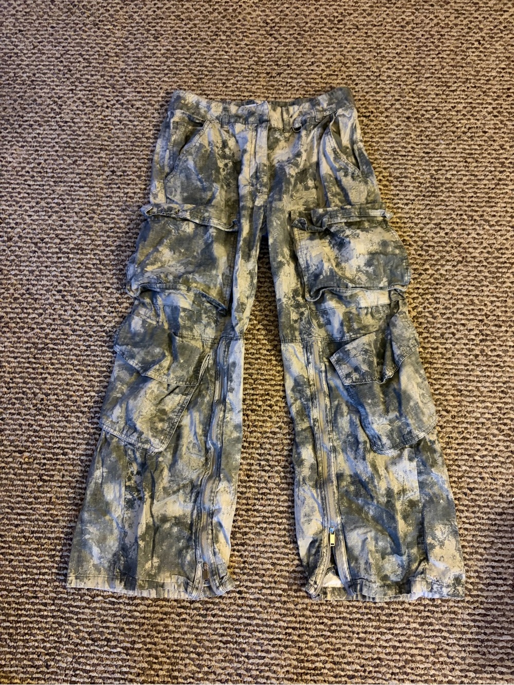 Women’s Zara Multicolor Cargo Pants - Distressed Camouflage Style